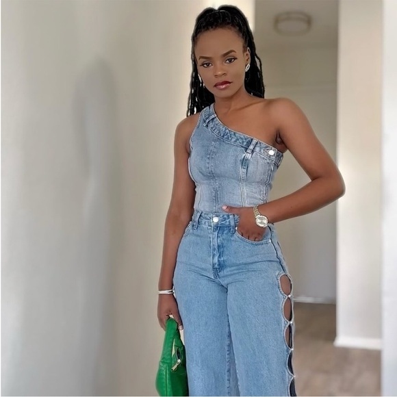 white christmas dresses Twisted Denim Dress in Indigo Cotton – MONSE